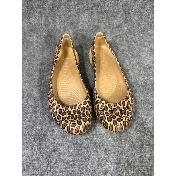 Crocs Women's 11W Leopard Print Flats Slip-On Comfort Shoes Casual - Picture 10 of 16